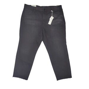 Sanctuary Good Vibes High-Rise Straight Black Jeans Raw Hem 18W NWT